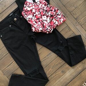 Red fox Black skinny basic ripped jeans